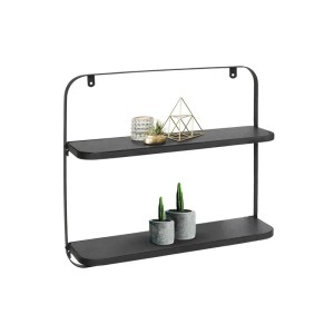 Schwarzes KARAT Wandregal Amy mit 2 Ebenen für minimalistische Wohndekoration.