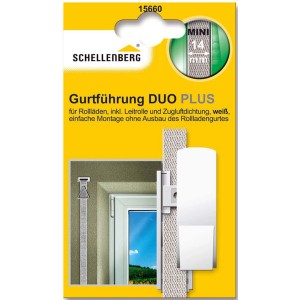 Schellenberg Gurtführung Duo Plus Mini, weiß, für Rollläden mit Zugluftdichtung und Gurtleitrolle.