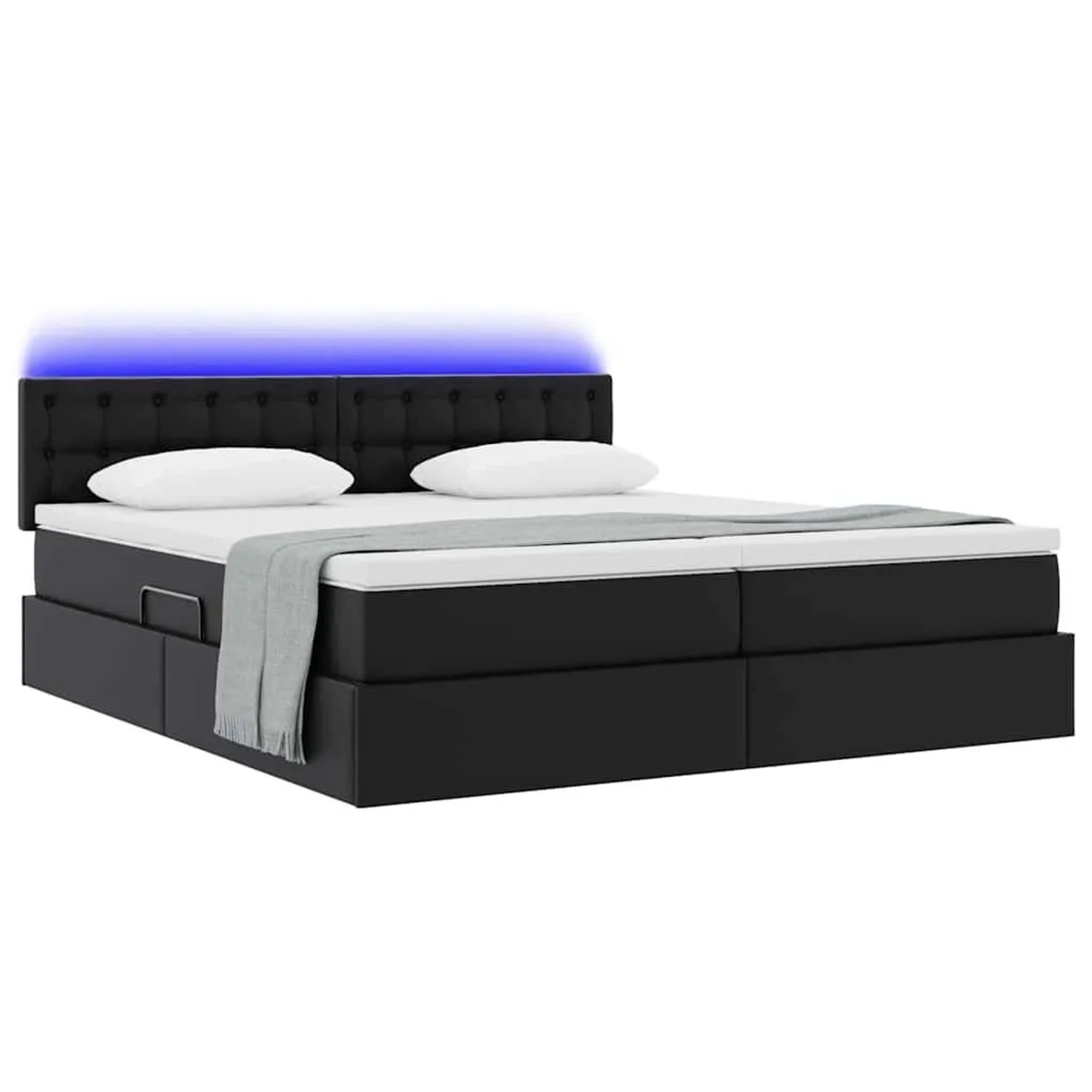 vidaXL Bett mit Stauraum und LED Schwarz 180 x 200 cm Kunstleder 3371541