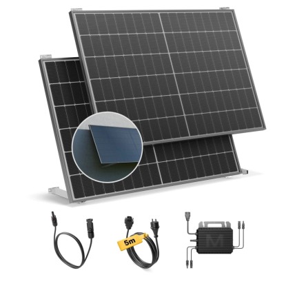 Solakon Balkonkraftwerk 900W Solaranlage mit Wandhalterung Steckerfertig Komplettset Photovoltaik 800W Kabellänge 5m