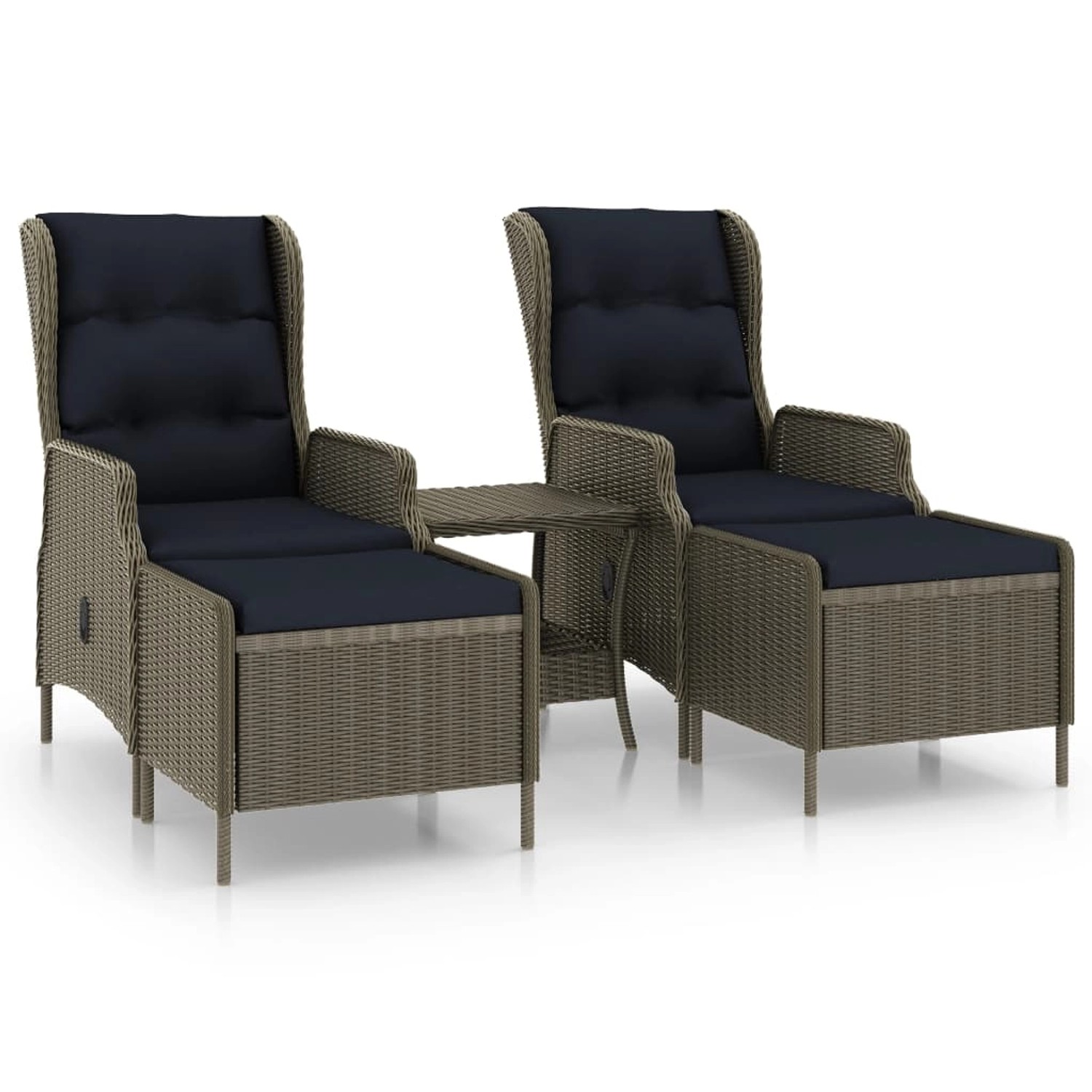 vidaXL 3-Tlg Garten-Lounge-Set mit Auflagen Poly Rattan Braun 3060156
