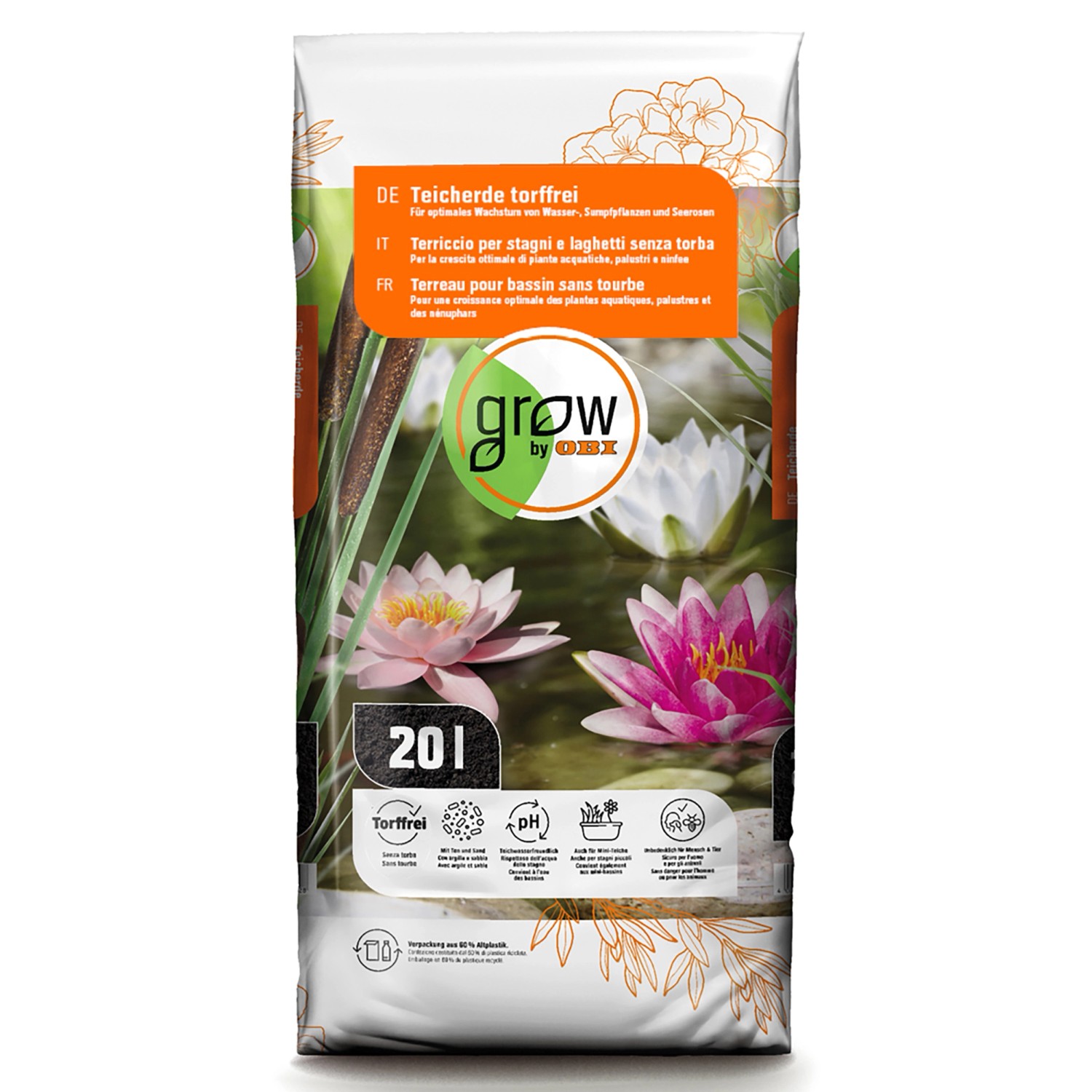 GROW by OBI Teicherde Torffrei 20 l