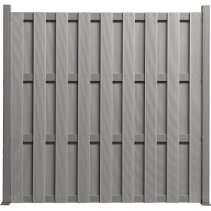 Grauer WPC Bohlenzaun Color Line von Elephant, 180x180x3,3 cm, für Sichtschutz im Garten.