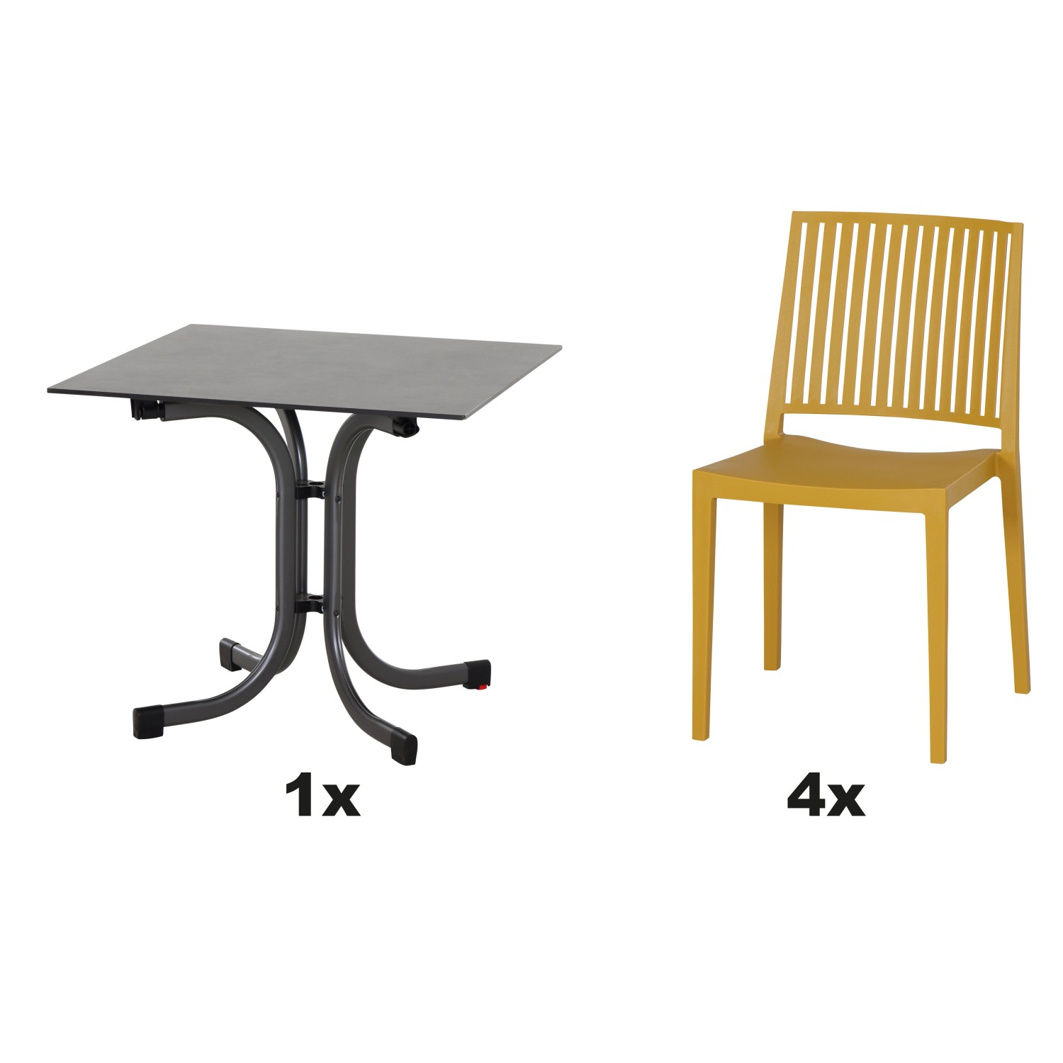 Siena Garden Gartenmöbel Set Lane 5-teilig 4 Stühle und 1 Tisch 80 cm Musta günstig online kaufen