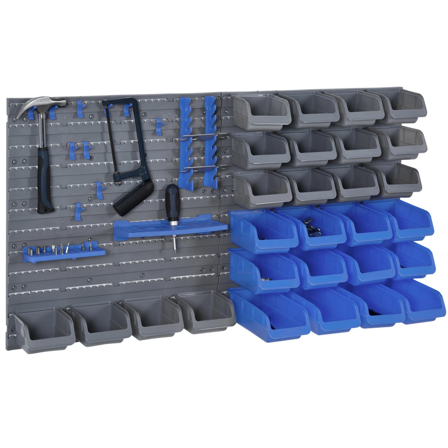 DURHAND Wandregal mit Stapelboxen 44 tlg Hakenset PP Blau 54x22x95 cm günstig online kaufen