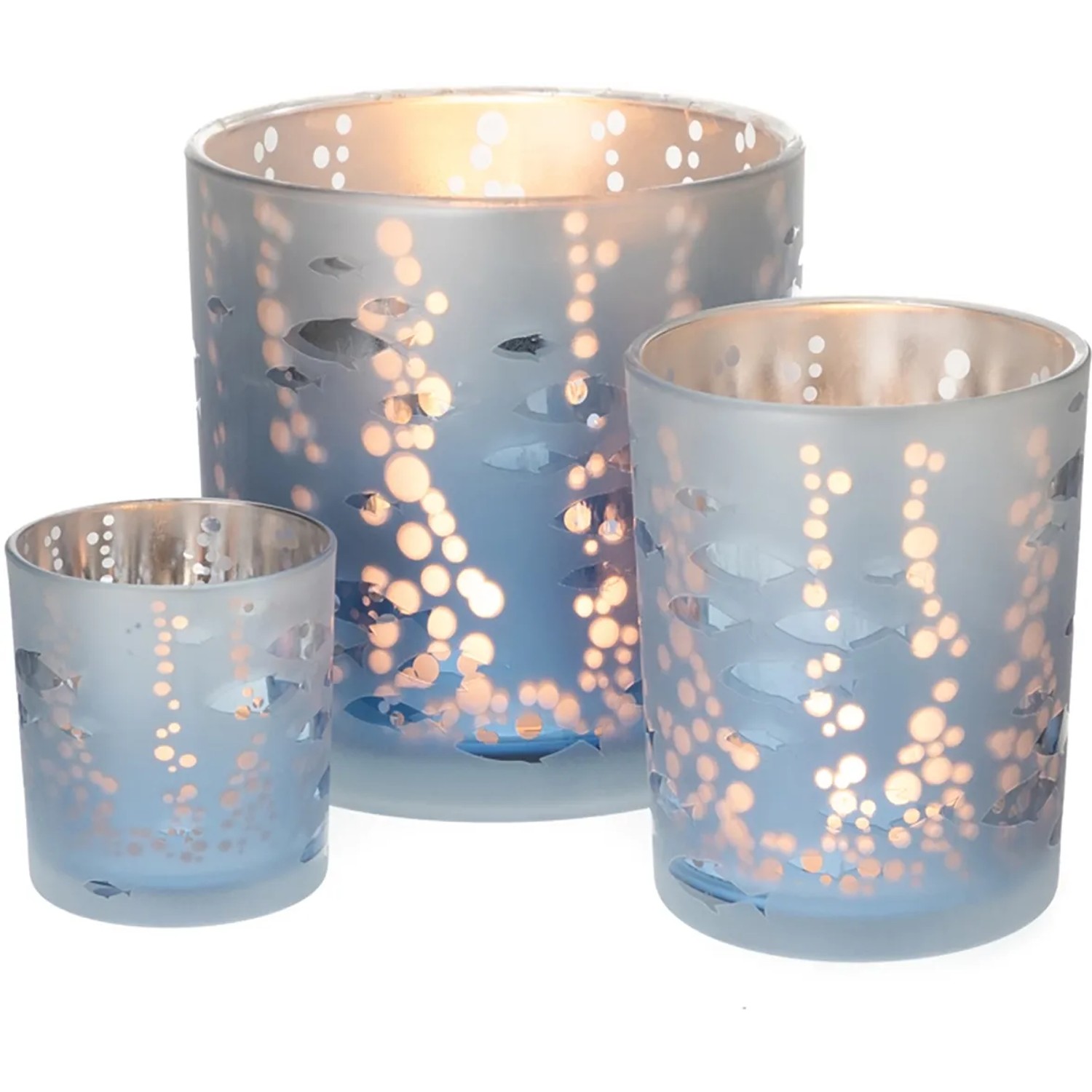 Windlicht maritim Fisch Glas Blau 7,3 x 8 cm kaufen bei OBI