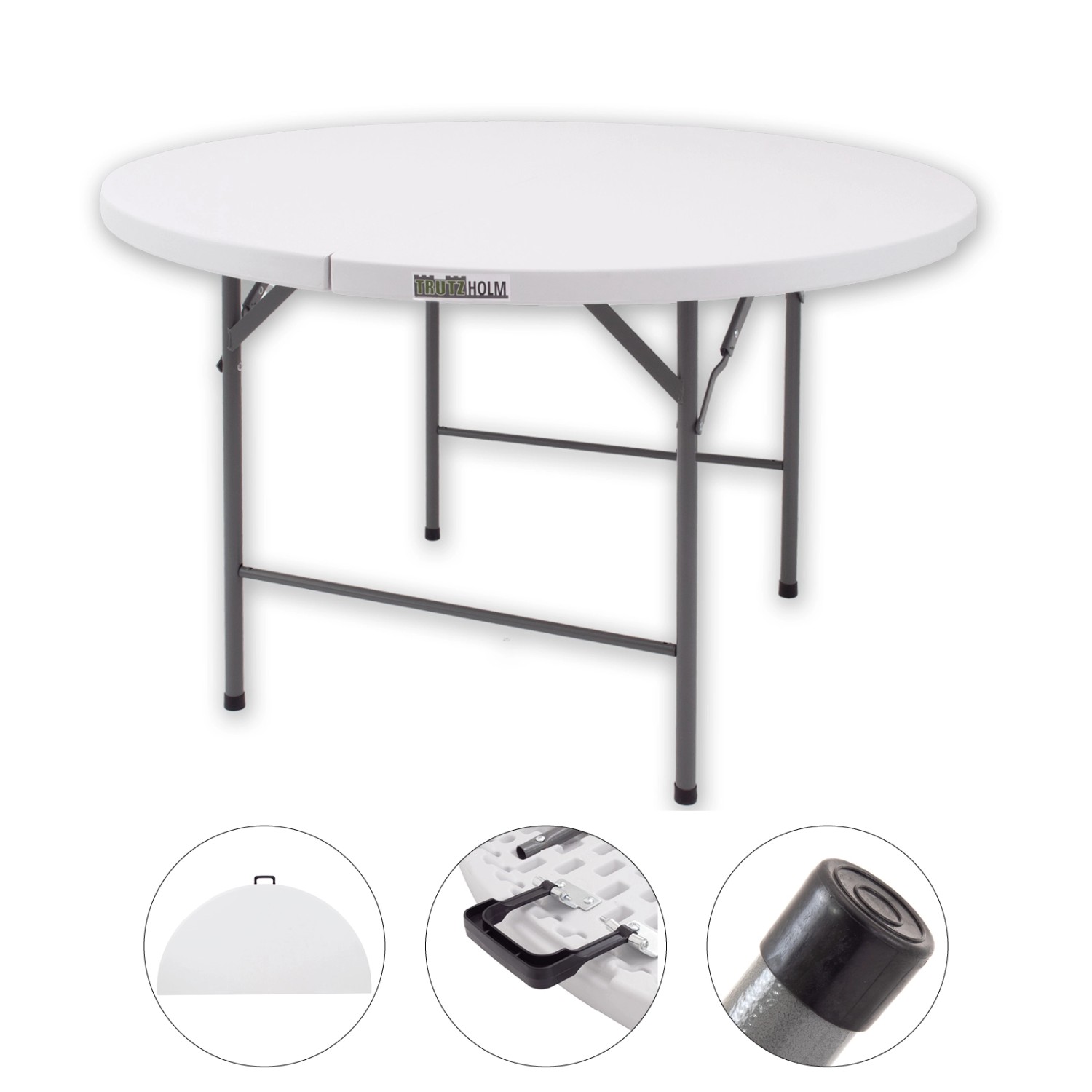 TRUTZHOLM Klapptisch Rund Durchmesser 120 cm Höhe 74 cm Kunststoff  Stahl
