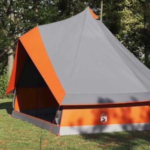 vidaXL Familien-Tipi-Zelt mit Dach Grau und Orange 400 x 346 x 250 cm 42000980