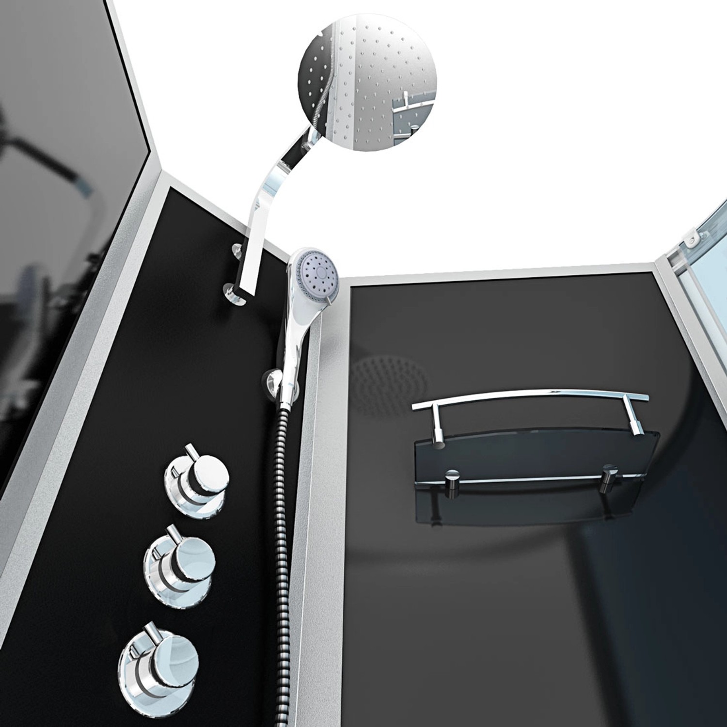 AcquaVapore Duschtempel 170x100 mit Regendusche, Handbrause und Glasablage.