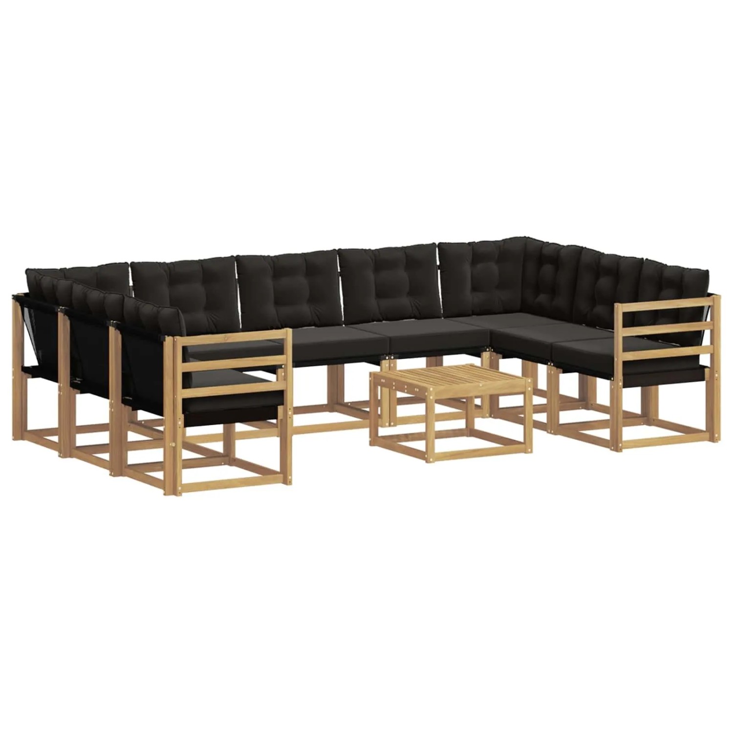 vidaXL Outdoor-Sofagarnitur mit Kissen 10 Stk Weiß und Schwarz 3389874