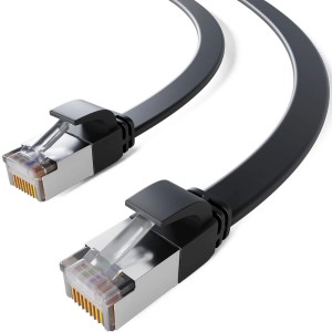 hb-digital LAN Kabel Flach CAT 7 Rohkabel Patchkabel CAT7 RJ45 U/FTP PVC 1m Schwarz