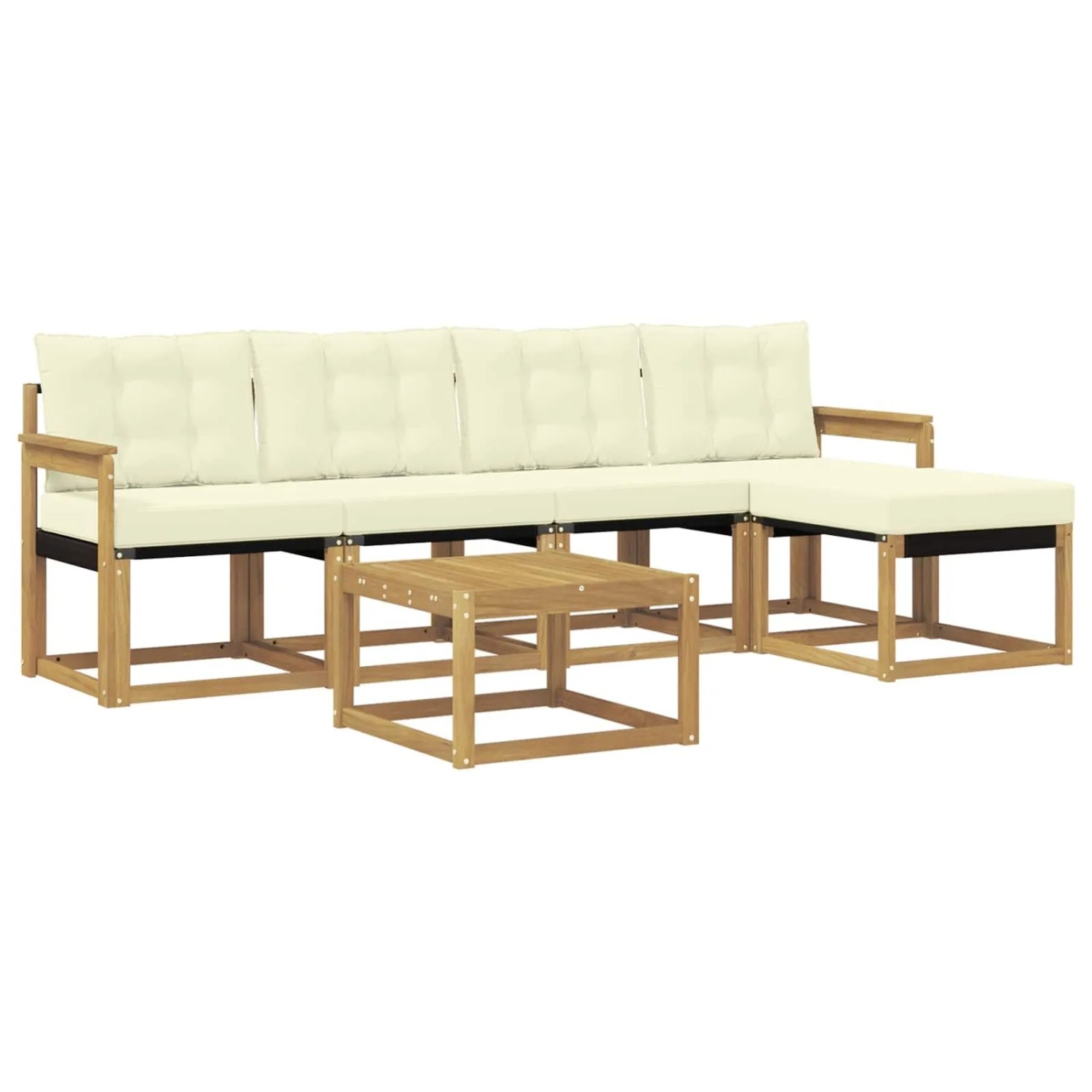 vidaXL Outdoor-Sofagarnitur mit Kissen 6-Tlg Weiß und Creme 3389396