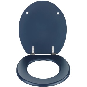 Wenko WC-Sitz Prima, dunkelblau matt, aus MDF mit Edelstahlbefestigung.
