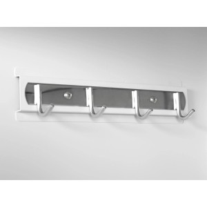 Hakenleiste mit 4 Haken zur Montage in MCW Fahrradgarage H66, Metall, silberfarben.