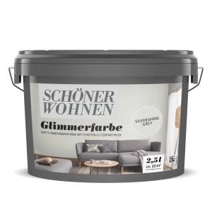 Schöner Wohnen Glimmerfarbe Silvershine Grey, 2,5l Eimer, Effektfarbe für Innenräume.