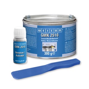 WEICON GMK 2510 Gummi-Metall-Klebstoff Set mit Härter und Spatel, 324g Dose.