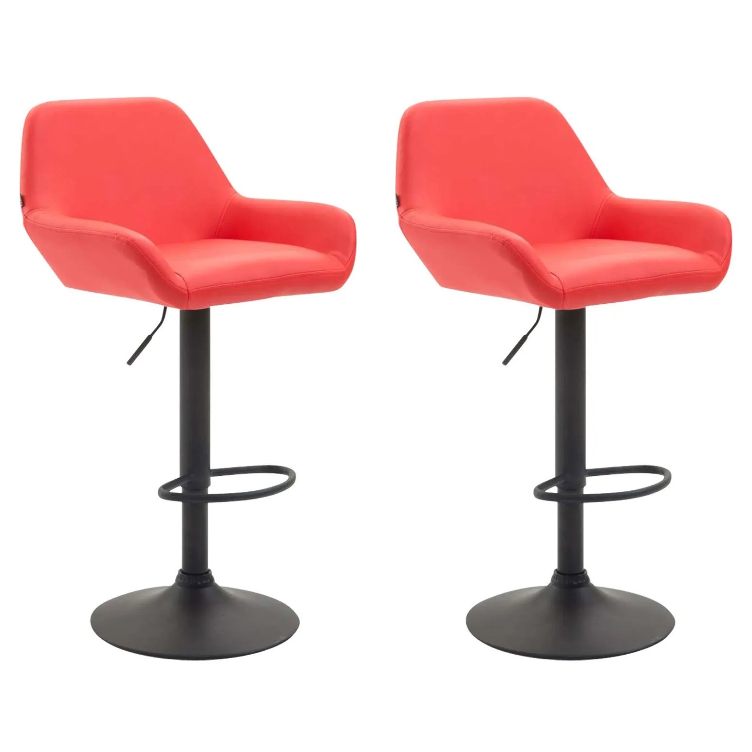 CLP 2er Set Barhocker Braga Kunstleder Rot/Schwarz