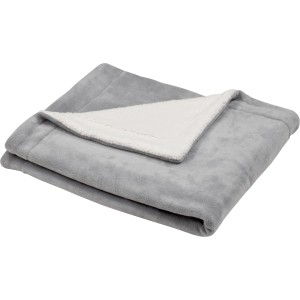 Dunkelgraue Fleecedecke Sherpa (150x200 cm) mit Fleece- und Lammwollplüschseite.