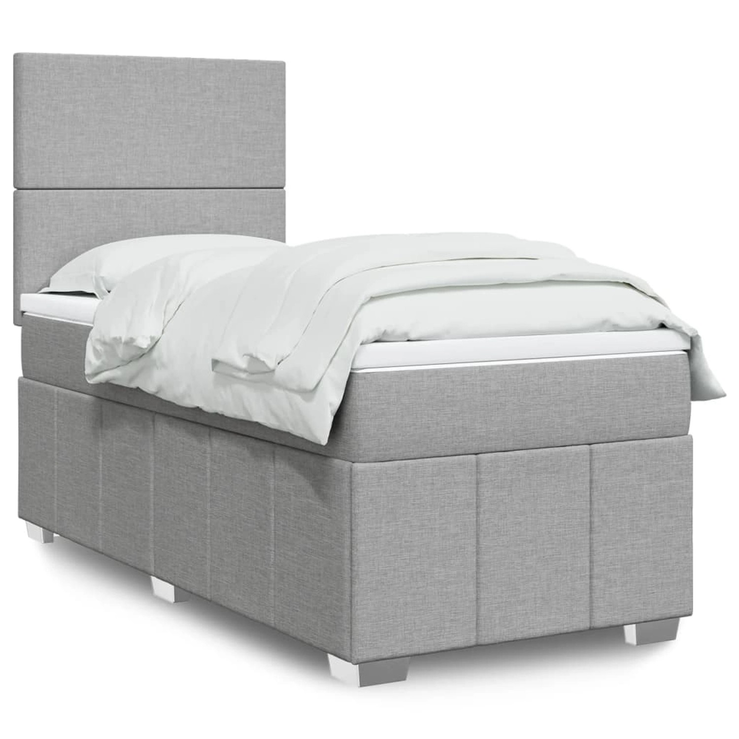 vidaXL Boxspringbett mit Matratze Hellgrau 90x200 cm Stoff 3293844 günstig online kaufen