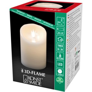 Konstsmide LED Echtwachskerze mit 3D-Flamme, 14 cm hoch, mit Timer im Karton.