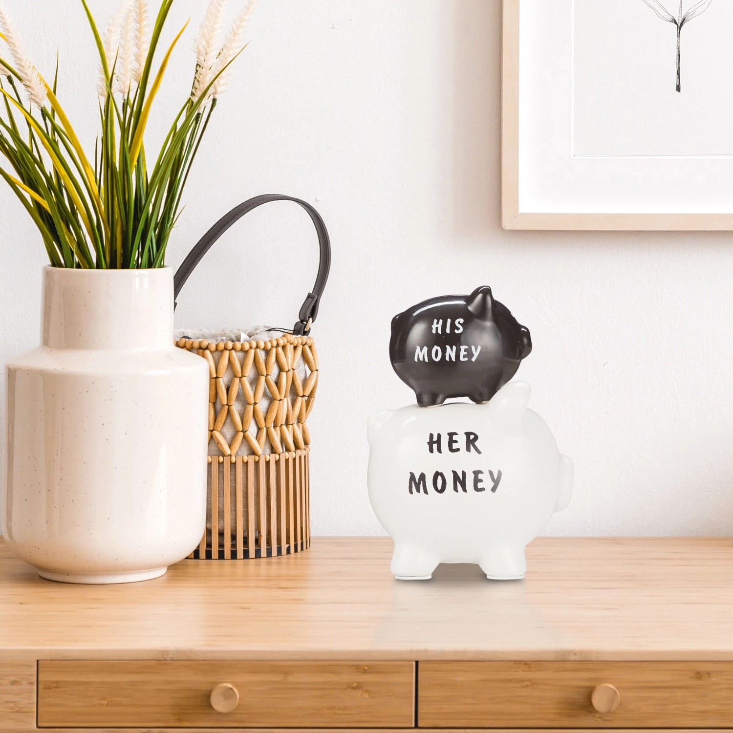 Relaxdays Sparschwein Keramik Schwarz Weiß Rutschfest 20 cm x 14 cm x 12 cm 0,54 kg_2
