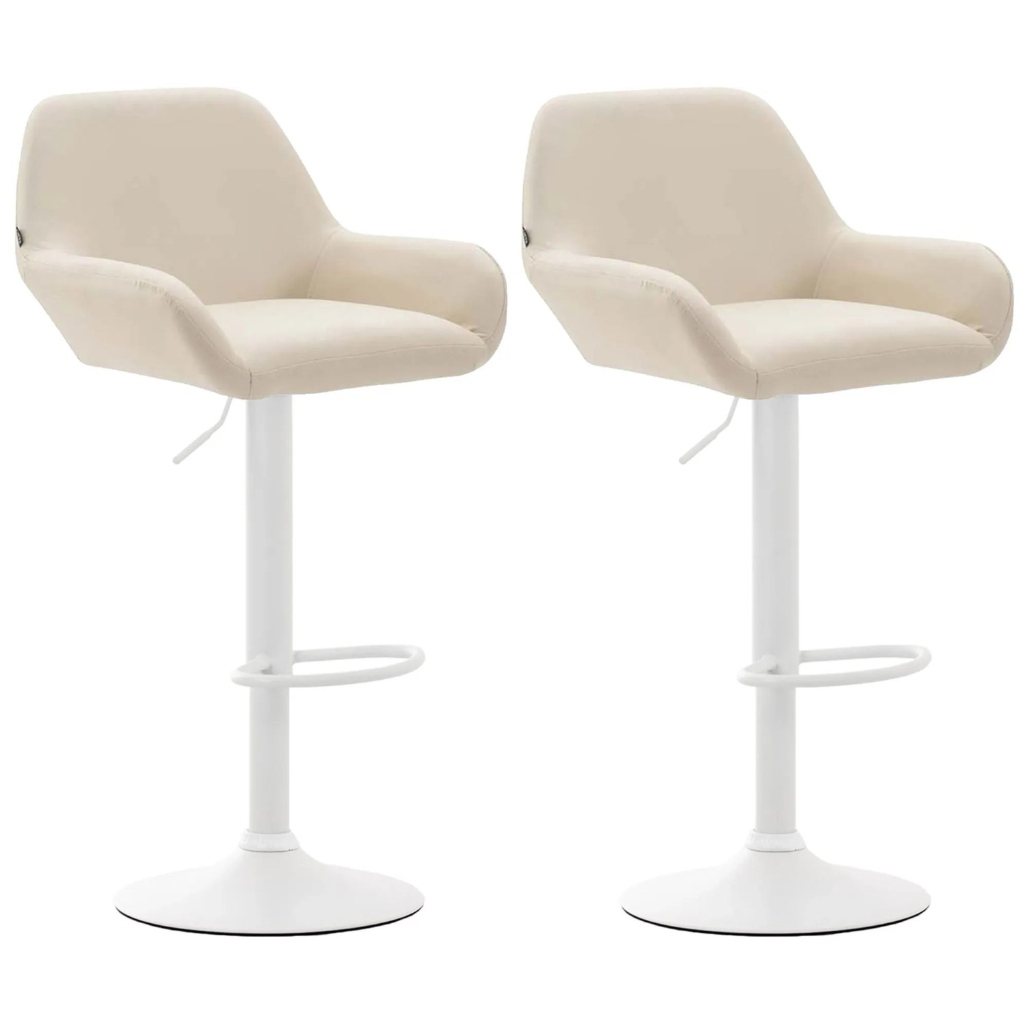 CLP 2er Set Barhocker Braga Kunstleder Creme/Weiß