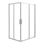 Eck-Duschkabine AICA 100x80cm mit Schiebetür, 5mm ESG Glas und silbernem Rahmen.