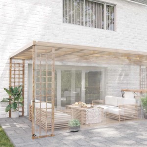 Transparente vidaXL Plane 6x8m aus PVC zum Schutz von Gartenmöbeln und Terrassen vor Wind und Wetter.