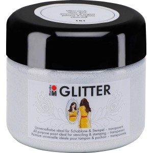 Marabu Glitter transparent Silberstaub, 225ml Dose für Wand-Akzente.
