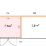 Grundriss Gerätehaus Classico 3024 Lounge S, 582x238 cm, mit Maßangaben und Flächen.