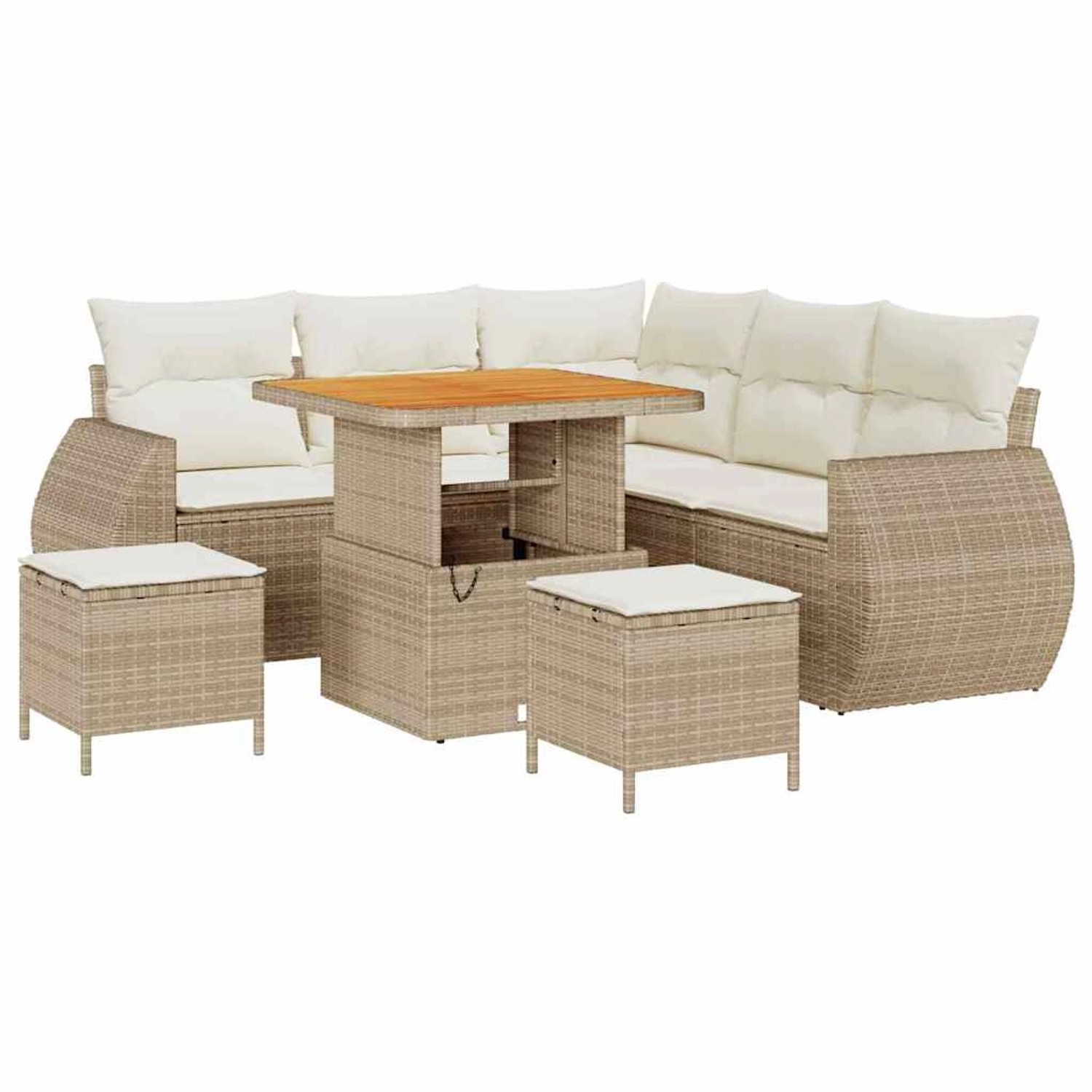 vidaXL Garten-Sofa-Set 8-Tlg Beige Poly Rattan 3361871 günstig online kaufen