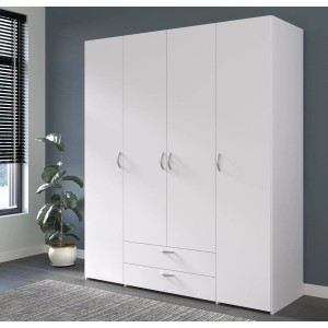 Parisot Kleiderschrank in Weiß Drehtürenschrank 4-Türig 160 x 185 cm Enjour