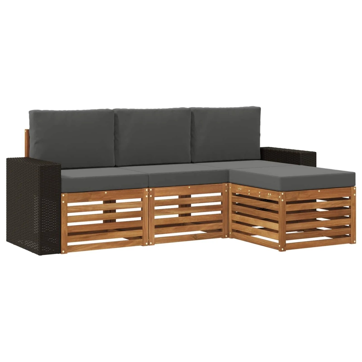 vidaXL Outdoor-Sofagarnitur mit Kissen 4 Stk Natur und Anthrazit 3384213
