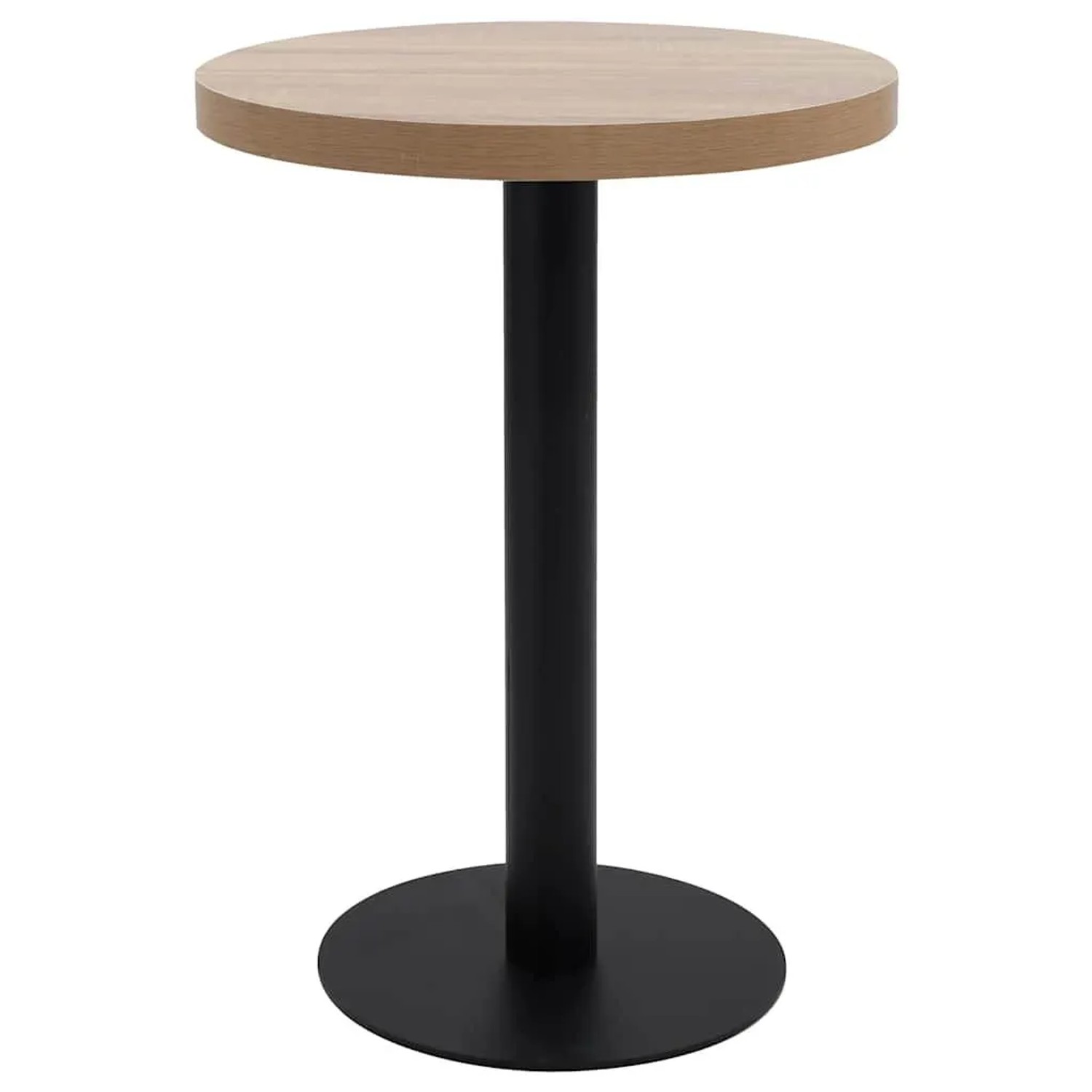 DELUKE Bistrotisch FLORI Rund Hellbraun/Schwarz 60cm MDF Esstisch Kleiner Tisch Cafe Gartentisch Balkontisch Outdoortisc...