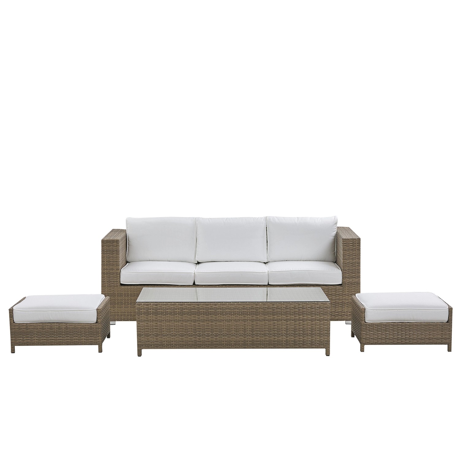 Beliani Lounge Set BELLUNO Weiss Silber Braun 77x191x66