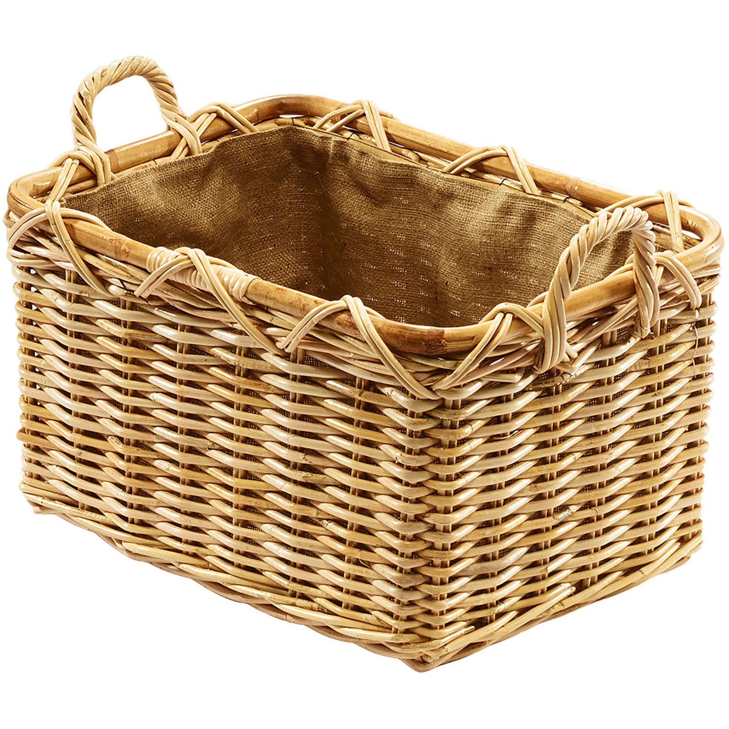 Kobolo Holzkorb für Kaminholz rechteckig natur aus Rattan mit Griffen und J günstig online kaufen