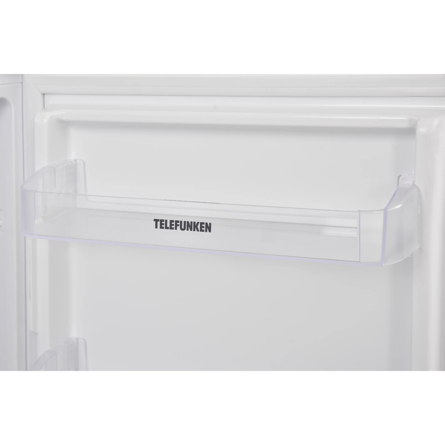 Innenansicht Telefunken Einbaukühlschrank: Türfach mit Telefunken Logo.