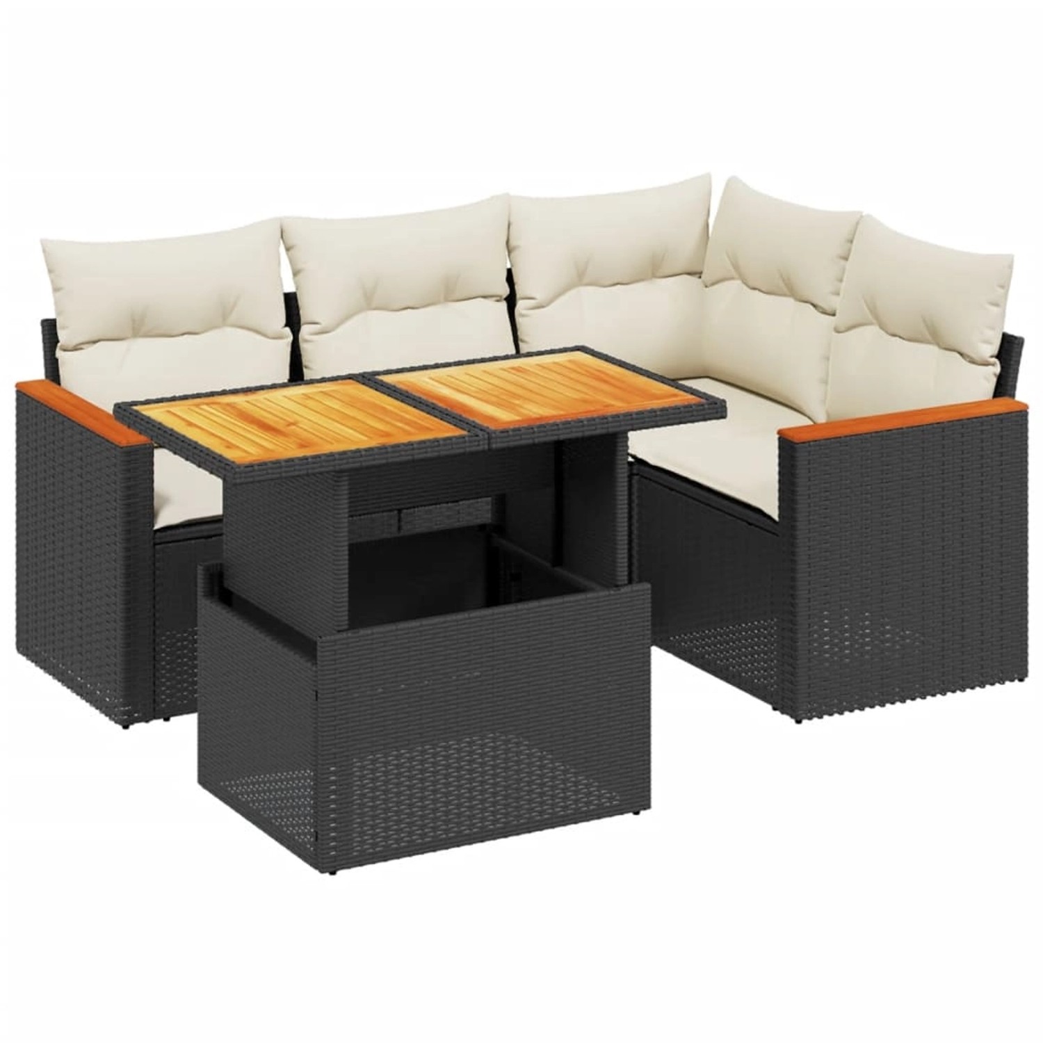 vidaXL 5-Tlg Garten-Sofagarnitur mit Kissen Schwarz Poly Rattan 3273058 günstig online kaufen