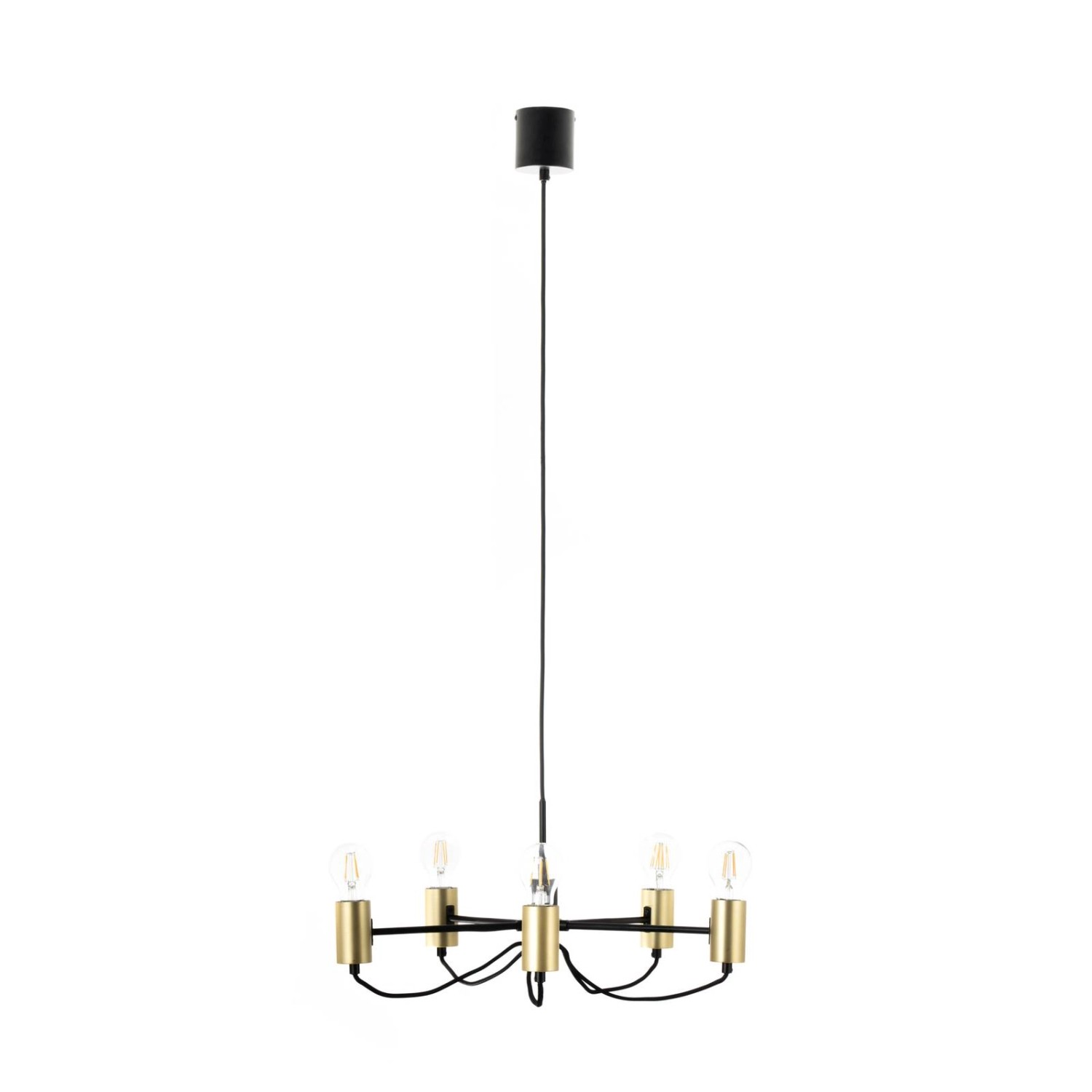 Lindby Kronleuchter Prospa 10001009 Modern in Schwarz aus Metall 5-flammig E27 Wohnzimmerleuchte