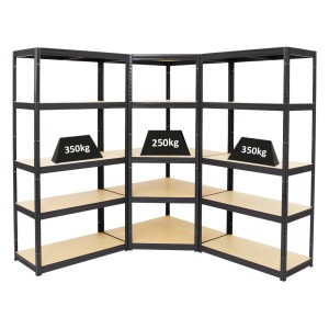 PROREGAL Mega Deal: Eckregal & 2 Schwerlastregale Slim Elephant, schwarz, hohe Traglast.