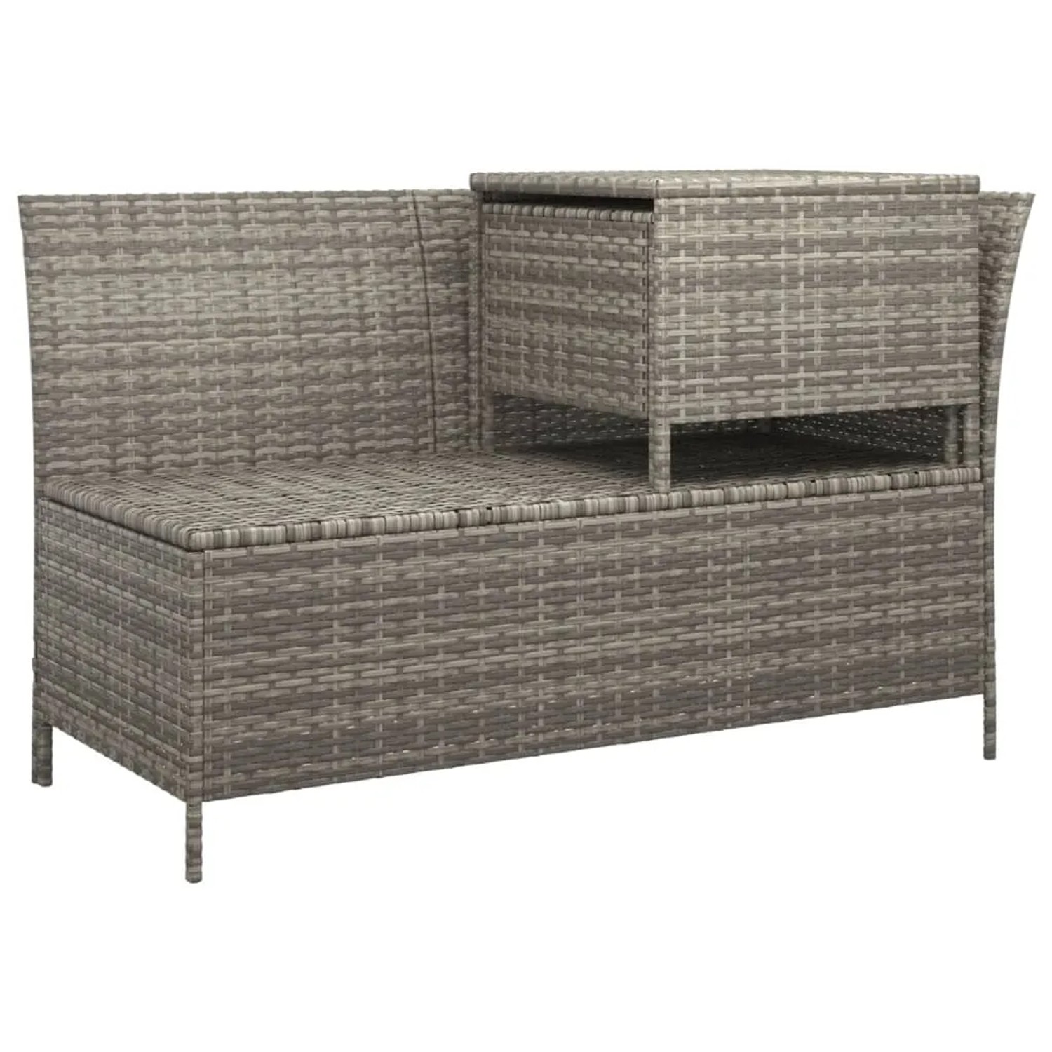 Graues 4-tlg. vidaXL Garten-Lounge-Set aus Polyrattan mit Stauraum.