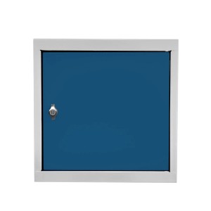 PROREGAL Schließfachwürfel Blocky, lichtgrau/enzianblau, mit Drehriegelschloss für Vorhängeschloss. Stabiler Metall-Spind.