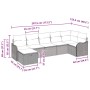 Graues 7-teiliges vidaXL Garten-Sofa-Set aus Polyrattan mit Kissen und Stauraum.