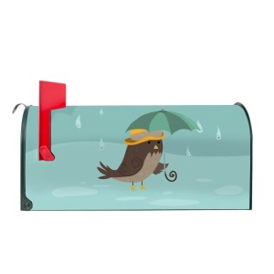 Grüner Banjado US Briefkasten mit Vogelmotiv Rainbird, Stahl pulverbeschichtet.