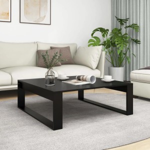 Schwarzer vidaXL Couchtisch (100x100x35 cm) aus Holzwerkstoff im Wohnzimmer.