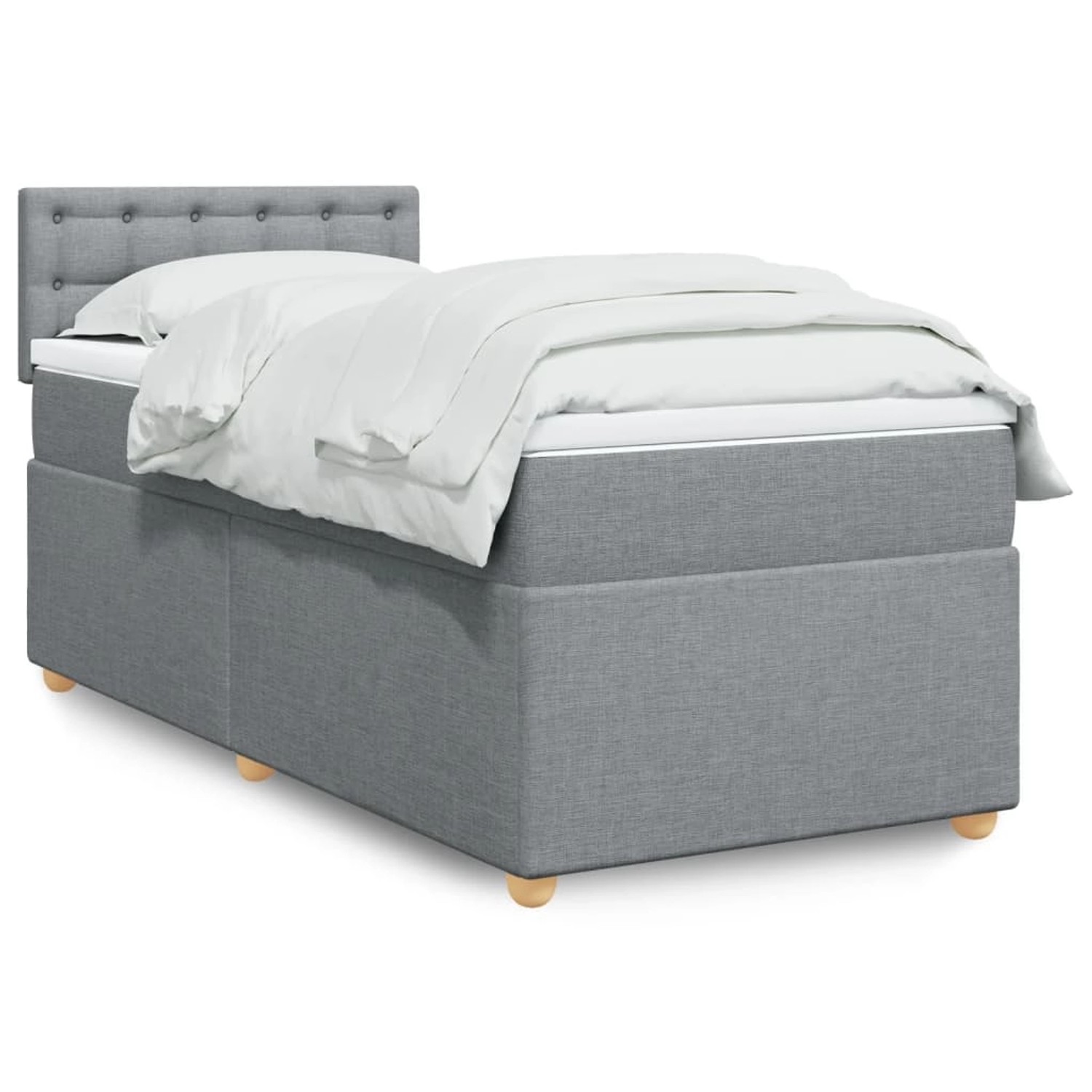 vidaXL Boxspringbett mit Matratze Hellgrau 90x200 cm Stoff 3288877 günstig online kaufen