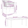 vidaXL 9-tlg. Garten-Essgruppe, schwarzes Poly Rattan mit Glasplatte, Maße eingezeichnet.
