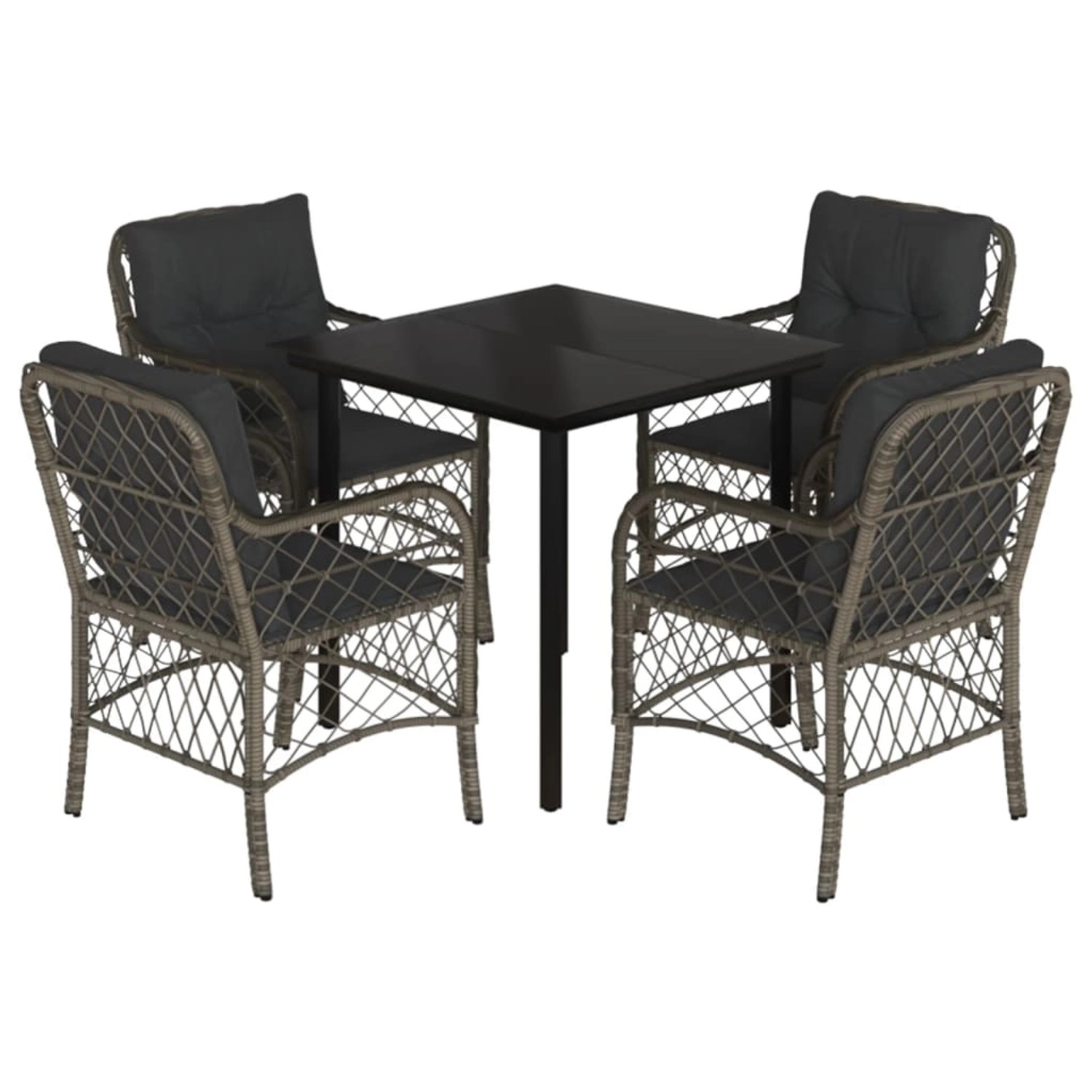 vidaXL 5-Tlg Garten-Essgruppe mit Kissen Grau Poly Rattan 3212132 günstig online kaufen