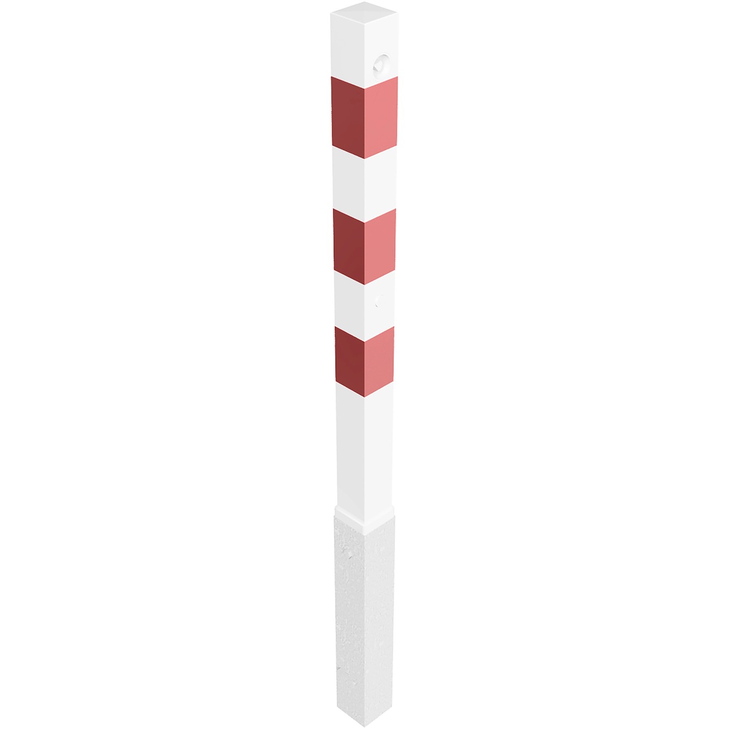 Schake Absperrpfosten Herausnehmbar Dreikant Oben Ohne Öse 70 x 70 mm Weiß Rot