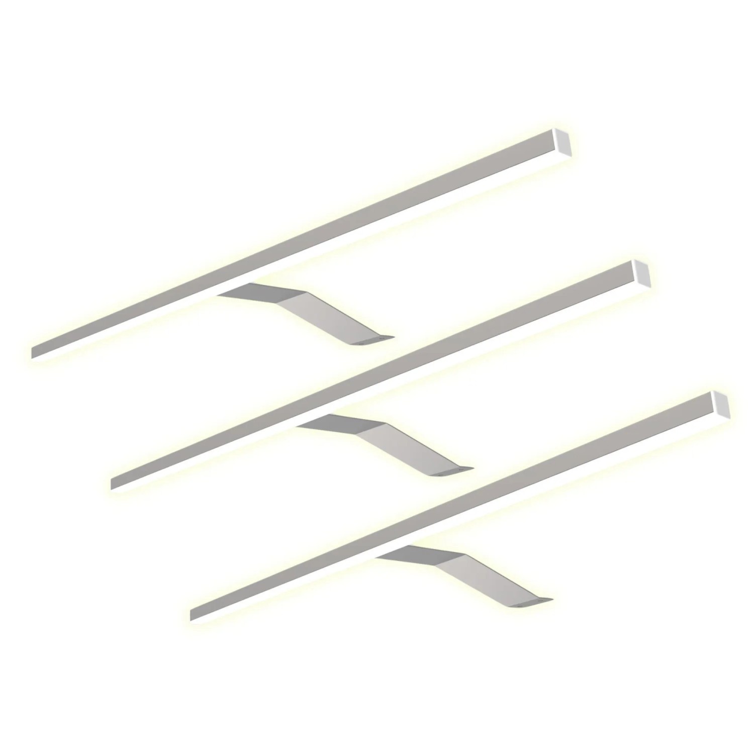 kalb LED Aufbauleuchte Aluminium 600x185x40mm Warmweiß Chrom 3er Set
